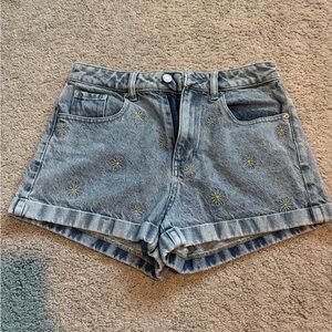 PacSun Light Blue Jean Shorts with Daisy Details